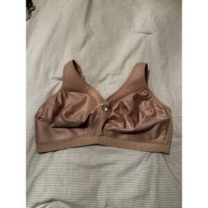 Glamorise Womens 40F MagicLift Cotton Support Wirefree Bra 1005 Beige Intimates